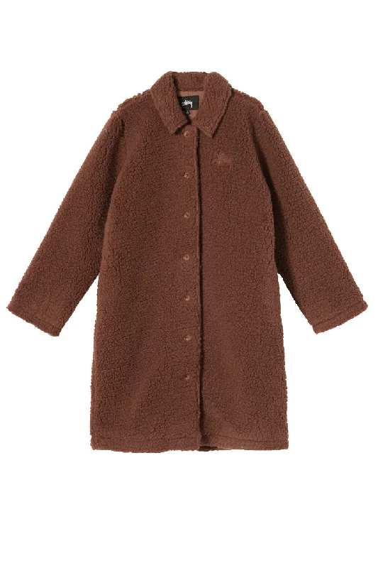 STÜSSY KUNA SHERPA CAR COAT // BROWN