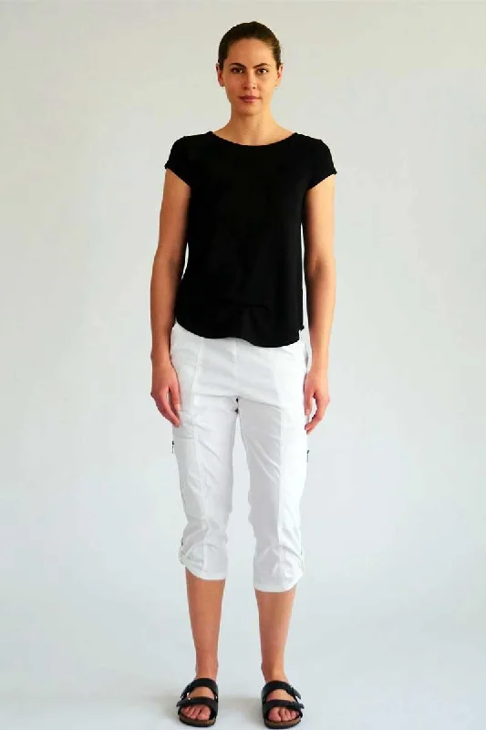 Cropped Zip Cargo in French Navy, White, Black by Mela Purdie