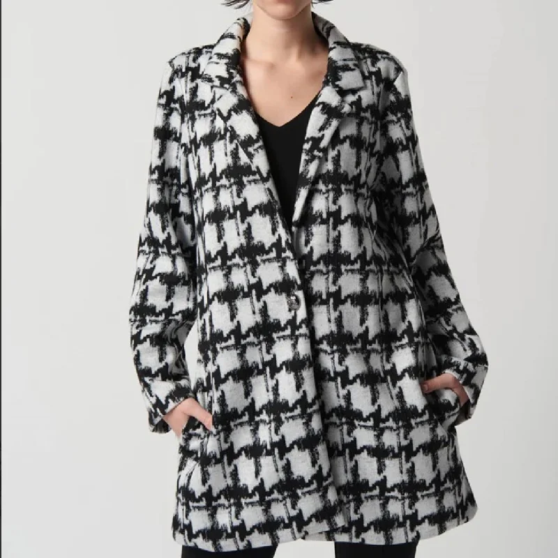 joseph ribkoff white/black houndstooth coat